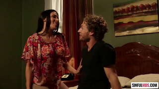 Kanos barna Rachel Starr szívás nehéz rúd, a 69-es helyzetben lesz permetezni geci