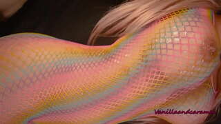 Busty Blondi Lutka Masturboi Hänen Pitkä Lollipop